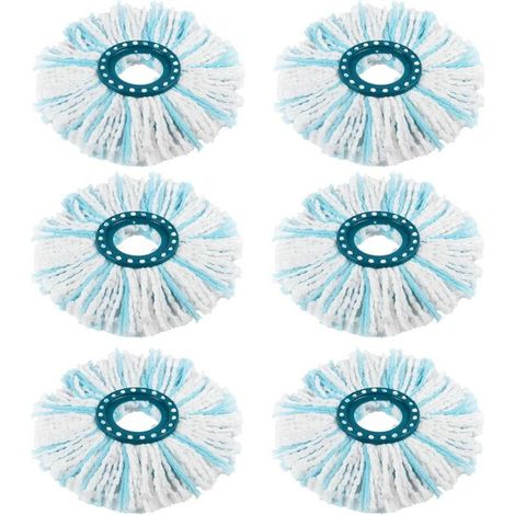 Lot de 6 têtes de rechange pour vadrouille Leifheit Clean Twist Disc Mop/Clean Twist Disc Mop Ergo, vadrouille en microfibre pour tous les sols, vadrouille double fibre capable d'absorber efficacement (1/5)