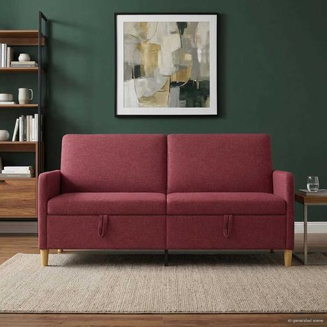 Canapé 3 places avec rangement Bordeaux en polyester, 172 x 78 x 87 cm - PANGIVO (1/5)