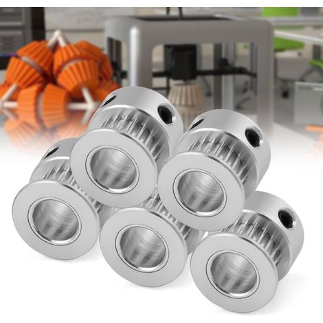 Lot de 5 poulies de distribution synchrones en alliage d'aluminium 2GT 20T pour imprimante 3D, diamètre 8 mm (1/5)