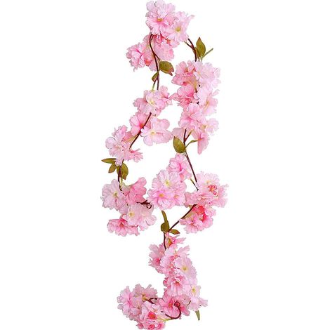 Guirlande de fleurs artificielles cerisier rose 1,77 m - 2 pièces, guirlande suspendue en soie pour décoration mariage, fête, maison et jardin (1/5)