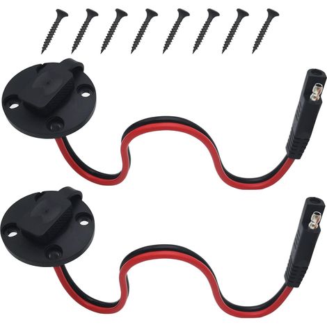 Lntyq Connecteur SAE, Port de paroi latérale de Prise d'alimentation SAE, 16AGW Câble SAE, Connecteur à Montage Encastré à Montage Rapide sur Panneau Solaire (2 pcs) (1/5)