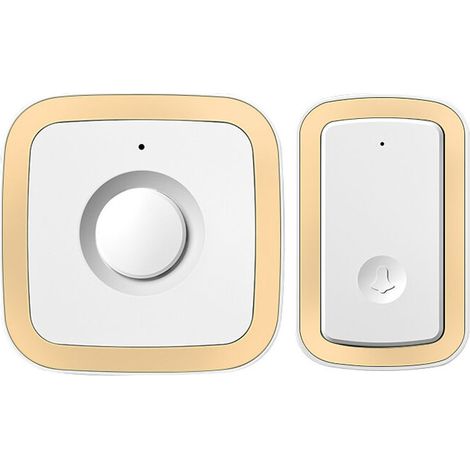 Sonnette sans fil étanche 300 m pour l'extérieur, 60 mélodies, 5 niveaux de volume, lumière LED clignotante, idéale pour la maison, le bureau, l'hôtel, 06, Or-AquaForge (1/5)