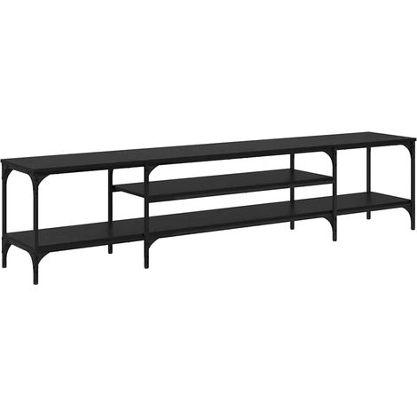 Meuble TV,Banc Tv Moderne,Meuble De Rangement Chêne noir 201 x 35 x 45 cm Bois d'ingénierie et fer CFW98039 (1/5)