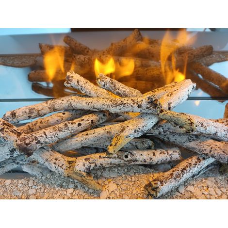 CHEMIN'ARTE Tronchi decorativi imitazione betulla per caminetti elettrici - da 10 a 15 cm