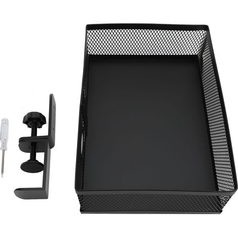 Organisateur de rangement sous le bureau rotatif à 360 degrés, pince en aluminium sur le panier de tiroir pour les tables de maison et de bureau, noir (fond solide) (1/5)