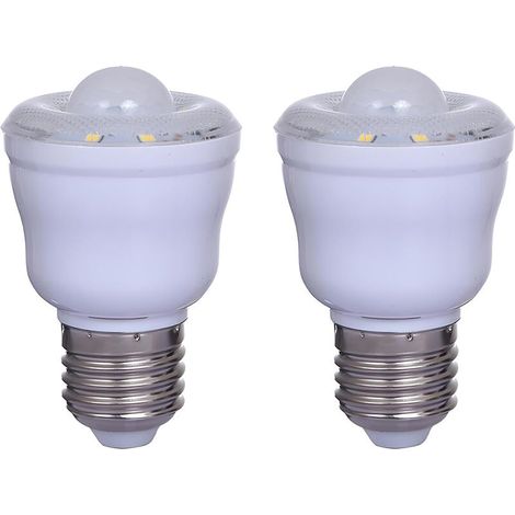 Lot de 2 Ampoules à détecteur de mouvement PIR avec Culot E27 , 2W , Équivalent Incandescence 30W , Blanc Froid 6000K , Veilleuse Automatique On/Off pour Couloir , Cour,AC 220-240V , Non dimmable (1/5)