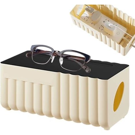 Boîte de rangement pour câbles, boîte de rangement multifonctionnelle, organiseur de câbles de bureau, pour câbles TV, salon, chambre, bureau, étagère, table, coin cuisine (1/5)