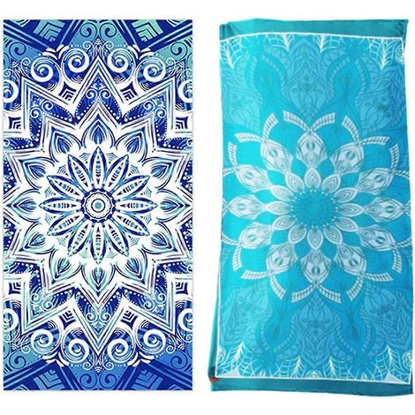Lot de 2 serviettes de plage absorbantes à séchage rapide en microfibre, idéales pour le yoga et le sport. (1/5)