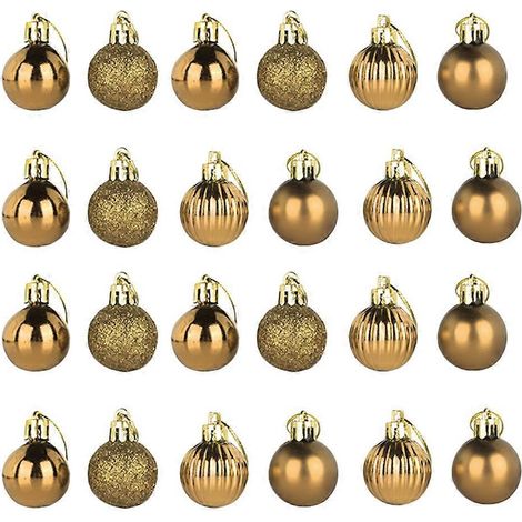 24 boules de Noël suspendues en plastique de 4 cm, décorations de Noël (dorées)-44cm-Golden (1/3)