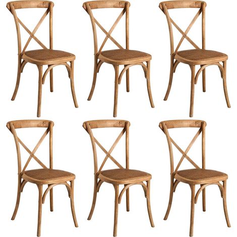 Chaise bistro en orme empilable Lot de 6 (1/3)