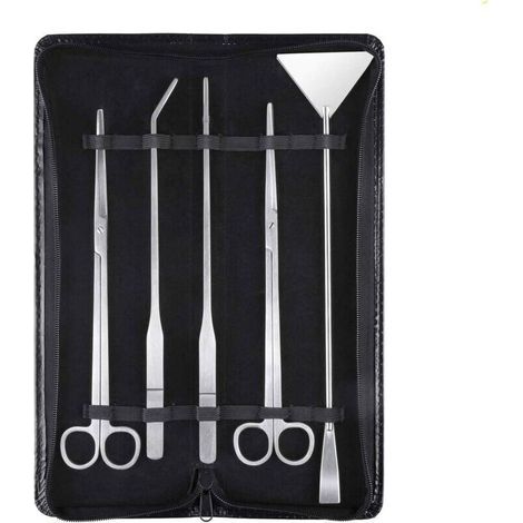 5-in-1-Aquarium-Aquarium-Scaping-Set aus Edelstahl für Aquarien, Wasserpflanzen und Werkzeuge – inklusive Pinzette, Schere und Spatel...DEBUNS (1/5)
