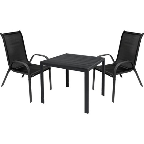 Gartengarnitur 3-teilig 80x80cm Anthrazit/Schwarz Non-Wood-MMC372229+2xMMC330880 (1/4)