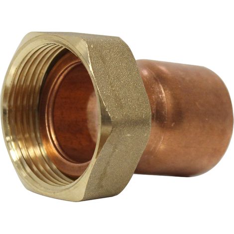 Douille cuivre réduite avec écrou à souder - 2 pièces - F 1'1/4 - diamètre 32 mm (1/5)