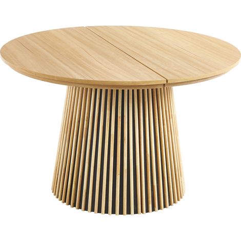 Table à manger ronde extensible Keanu 120 - 160 - 200 X 120 Cm Chêne. (1/5)