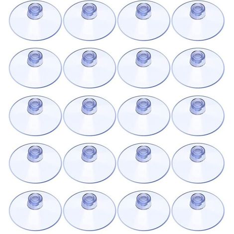20 Pièces Ventouses Transparentes, Ventouse Plastique 20mm sans Crochet, Petites Ventouses pour Verre, Carrelage, Murales, Salle de Bain, Placard, Table (1/5)