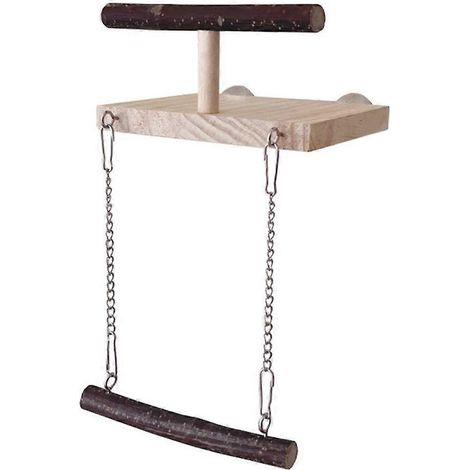 Perchoir en bois suspendu pour oiseaux, échelle hamac cage à oiseaux, accessoire jeu perroquet, jouet grimpant pour animaux de compagnie. (1/4)