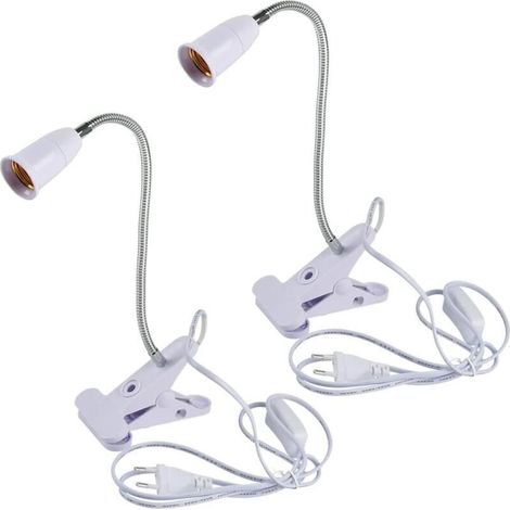 Lampe avec Pince E27 2Pcs Lampe de Bureau a Pince avec Interrupteur Flexible pour Lit Lampes de Table à Pinces, Lampes Spot Pinces, Réglable 360 ° Col de Cygne, Sans Ampoules