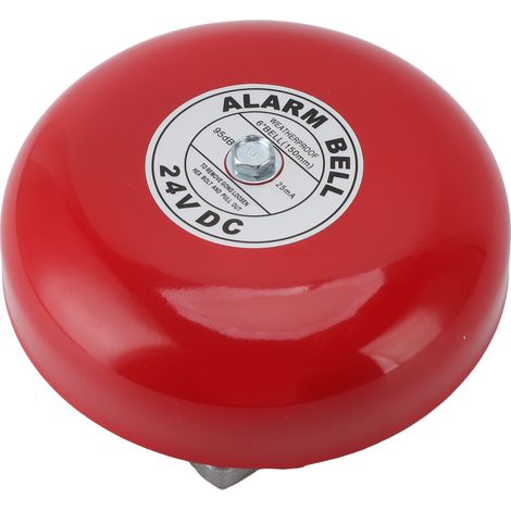 Sonnette d'alarme incendie 6 pouces, étanche, portable, en alliage d'aluminium, alimentation filaire 24 V, sonnerie de sécurité puissante de 95 dB pour école, maison et usine (1/5)