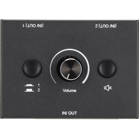 3,5-mm-Audio-Umschaltbox mit 2 Eingängen und 1 Ausgang oder 1 Eingang und 2 Ausgängen mit Stummschalttaste