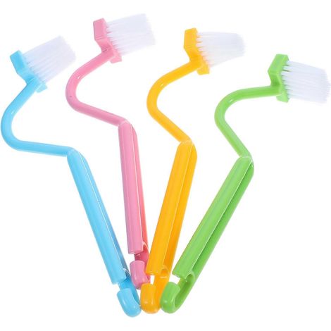Lot de 4 brosses de toilette incurvées, brosses de nettoyage pour rebord de toilette, brosses pour le rebord inférieur de la cuvette-20.50X7.00X3.50CM