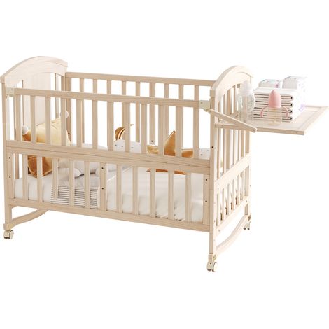 Lit bébé évolutif 120x60 cm en bois naturel, extensible pour chambre, sans matelas - FLORAGRACE (1/5)