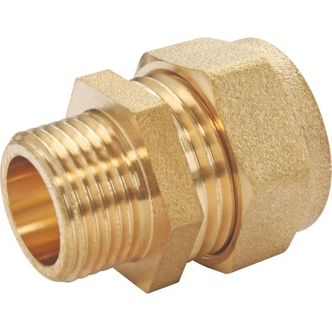Raccord laiton bague laiton à compression - Tube cuivre Ø14 - Mâle 20/27 (1/3)