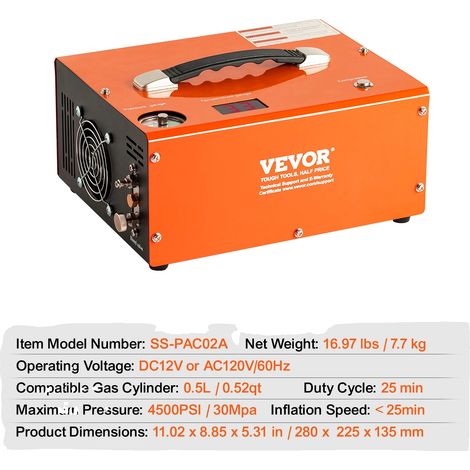 Compresseur d'air PCP, pression maximale de 4500 PSI, arrêt automatique, gris (1/5)
