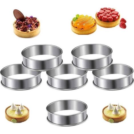 Cercle à pâtisserie - Inox - 6 pcs - Antiadhésif - Compatible lave-vaisselle - 80 mm (1/4)