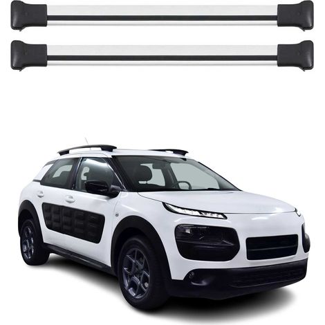 OMAC Barres de toit en aluminium pour Citroën C4 Cactus 2014-2022 – TÜV / DIN 75302:2019 – Charge max 75 kg – 2 barres Argent