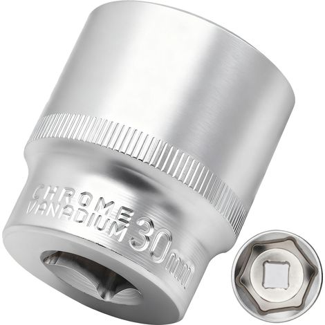 Douille 30 mm 1/2" douille 6 pans, CR-V, finition chromée mate (1/4)