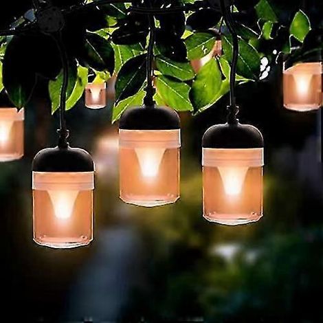Guirlande lumineuse extérieure de 15,85 m (52 pi) avec 16 ampoules LED, étanche, avec 8 modes d'éclairage, idéale pour le jardin, la cour, le balcon ou les fêtes. (1/5)