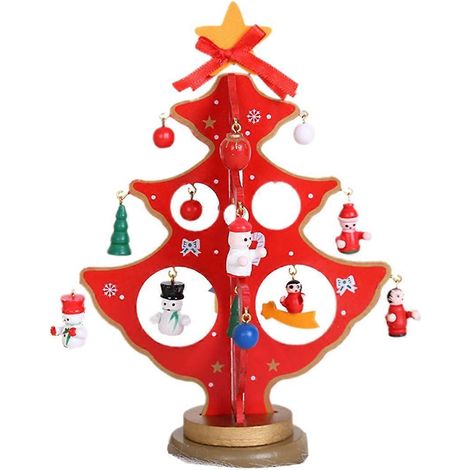 Sapin de Noël en bois à faire soi-même, cadeau de Noël tridimensionnel rouge --- (1/5)