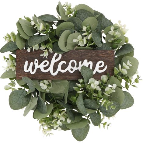 Autre Décoration Murale Fleur Signe De Bienvenue Porte D'entrée Guirlande Suspendue Fleur Antique Tenture Murale Art Décoration Ferme Entrée Maison Porche Clôture Décoration 30cm Vert 1 Pièce (1/5)
