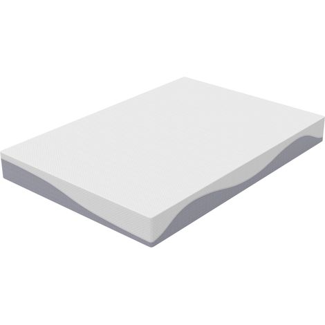Colchone in schiuma 180 x 200 cm, reversibile H3/H4, altezza 20 cm, fodera rimovibile e lavabile, bianco e grigio (1/5)