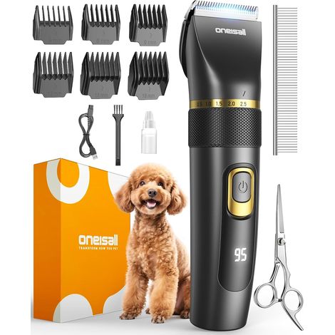Tondeuse à cheveux silencieuse pour chiens et chats 2 000 mAh rechargeable IPX7 imperméable (1/5)