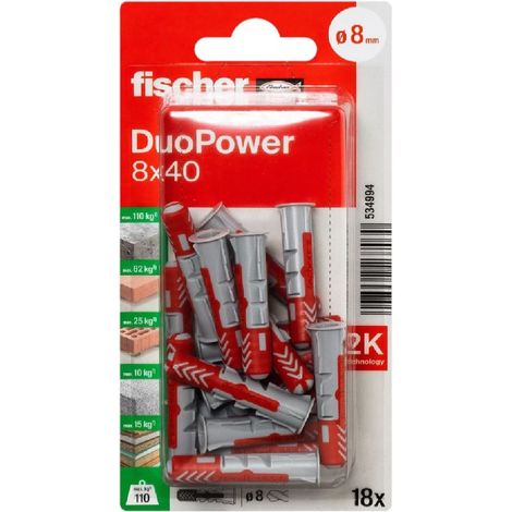 FISCHER 534994 Universaldübel DuoPower 8 x 40, 18 Stk