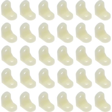 Set of 30 L-shaped brackets - 23 mm x 17 mm - 90-degree angle - Wooden connectors for bookshelves, windows, chairs, tables - Beige (1/5)