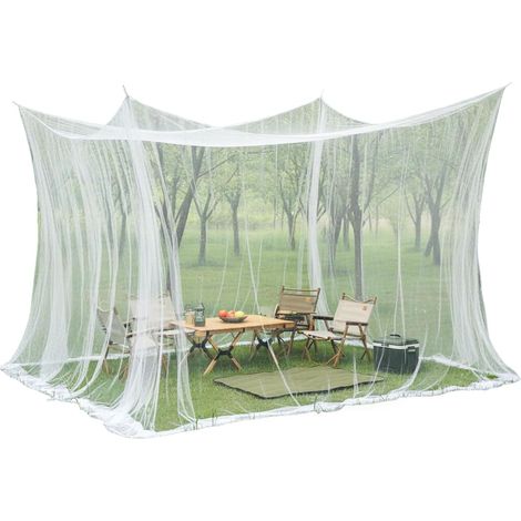 Moustiquaire XXL pour jardin, camping, 3 x 3 x 2,5 m, grande protection complète, filet anti-insectes, 220 mailles, pour terrasse, extérieur, lit double, légère et portable, blanche (1/5)