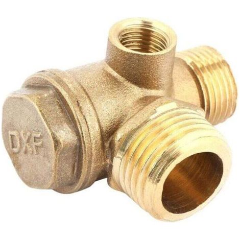 Conector de tubo roscado para válvula de retención de compresor de aire de latón de 3 puertos