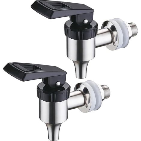 Lot de 2 distributeurs de boissons, en acier inoxydable, robinet de bière de 16 mm, distributeur d'eau, robinet de rechange pour distributeur de boisson, distributeur de boisson, en acier inoxydable (1/5)