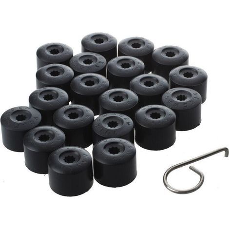 20pcs pour VW Golf Cache Boulon Jantes Voiture Ecrou de Roue Bouchon Noir (1/4)