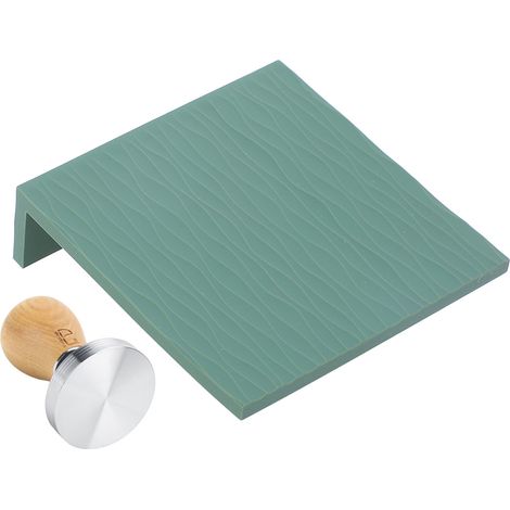 Ensemble de tasseur à café 58 mm, manche en hêtre, marteau à café, tapis de tassage gaufré, vert, pour la maison et le café (1/5)