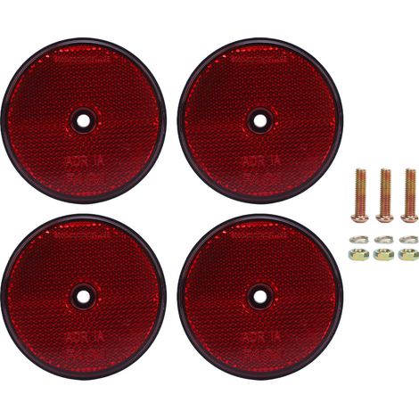 4 pièces réflecteurs de sécurité rond rouge 72mm de diamètre avec vis pour boîtes aux lettres allée Tunnels poste voitures remorque. (1/5)