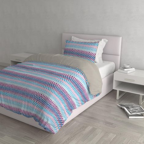 Parure Housse de Couette Fantaisie fabriquée en Italie – Housse de Couette 200 x 200 cm avec Rabat et taies d'oreiller, Place et demie (1/3)
