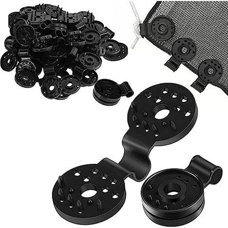 Clips Plastiques pour Toile d'ombrage, Clips Noirs de Filet, Clip de Fixation Filet d'Ombrage Clip Spécial avec Œillet Clips pour Filet D'ombrage, Toile De Clôture, Tissu Coupe-Vent 40 Pcs (1/4)