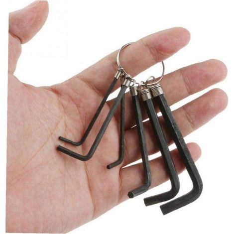 8-piece Allen wrench set for bicycles, including folding metric Allen wrenches and repair tools. (1/5)