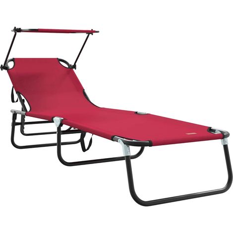 Chaise longue  Transat  Bain de soleil pliante Rouge 190 x 57 x 81 cm oxford (1/5)