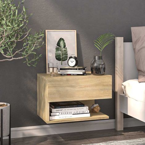 810959 vidaXL Wall-mounted Bedside Cabinet Sonoma Oak (1/5)