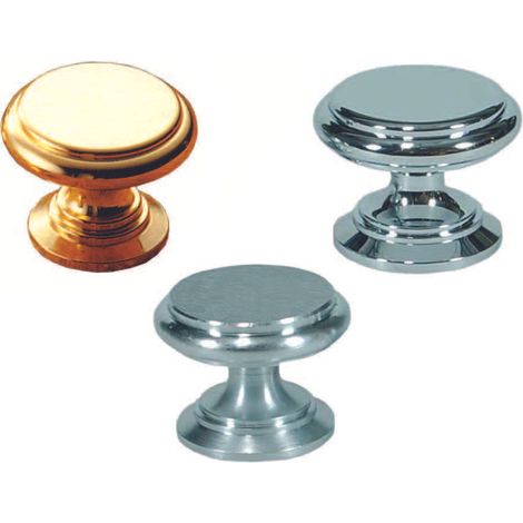 Pomoli per mobili in ottone piatti sagomati - ø mm.17 in ottone cromato lucido