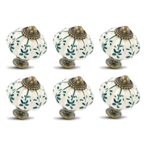 Sollbry 12 pcs boutons en céramique ivoire et verte - boutons d'armoire citrouille boutons de commode rétro - tirettes de tiroir vintage avec vis pour tiroir de placard armoire et projet de bricolage 